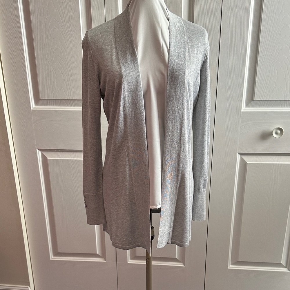NWT - White House Black Market Silver Open Front Cardigan